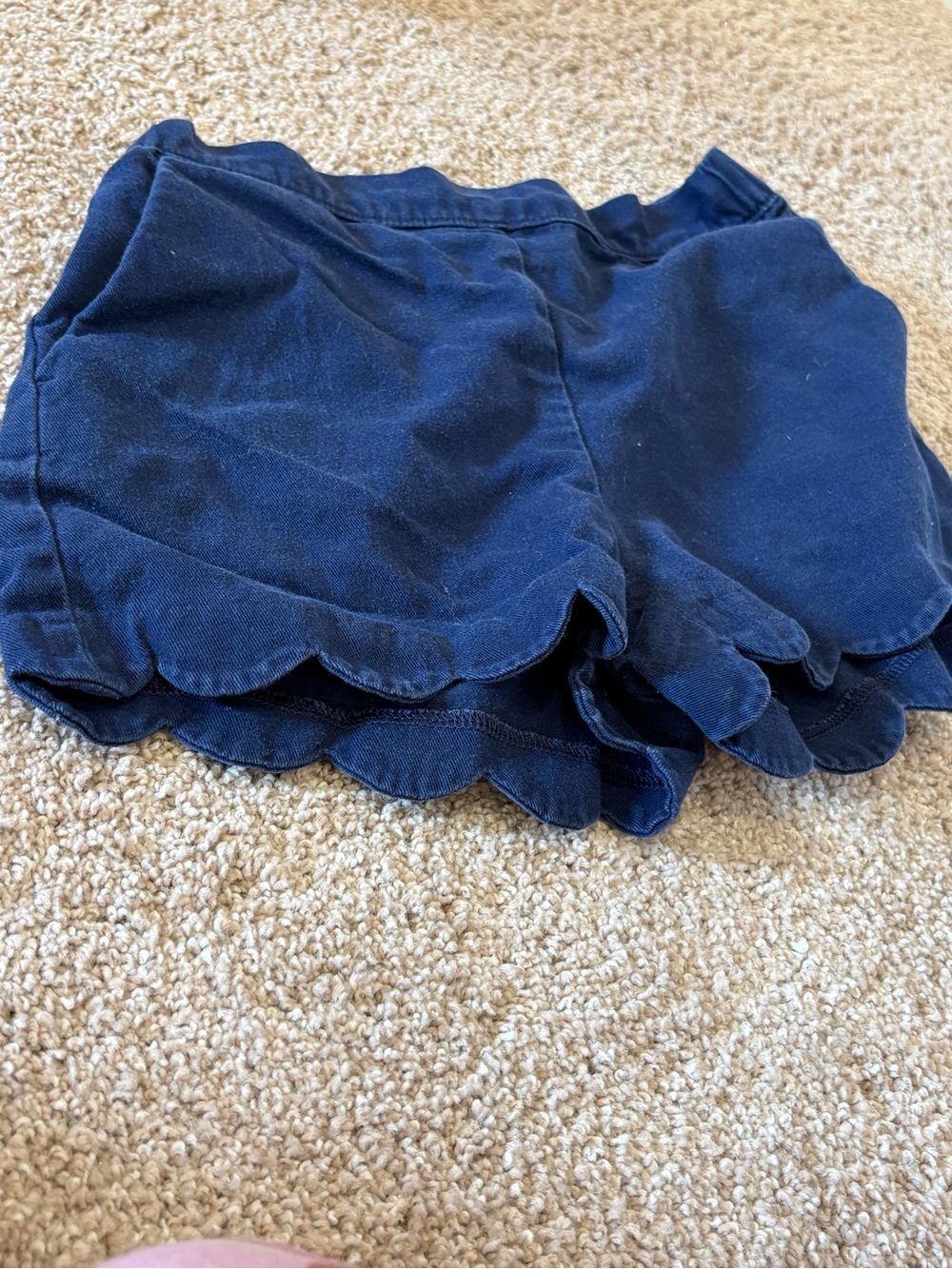Crewcuts Navy Scalloped-Edge High Waist Shorts